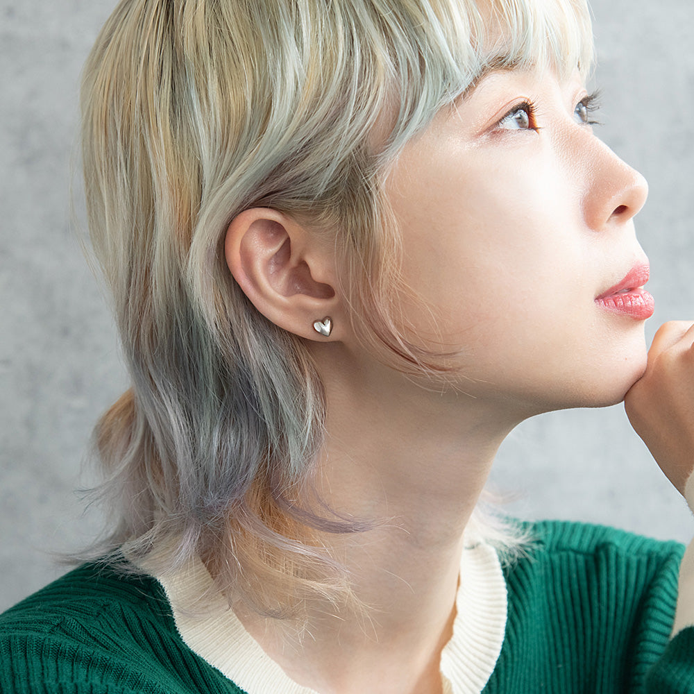 ボディピアス ぷっくりハート ストレートバーベル ネジ式 サージカルステンレス 14G 【1個販売】