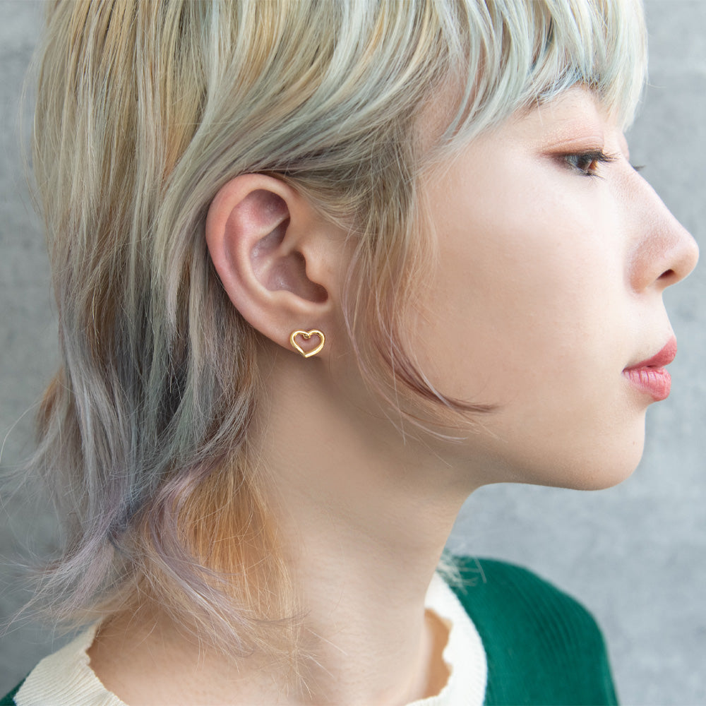 ボディピアス オープンハート ストレートバーベル ネジ式 サージカルステンレス 14G 【1個販売】