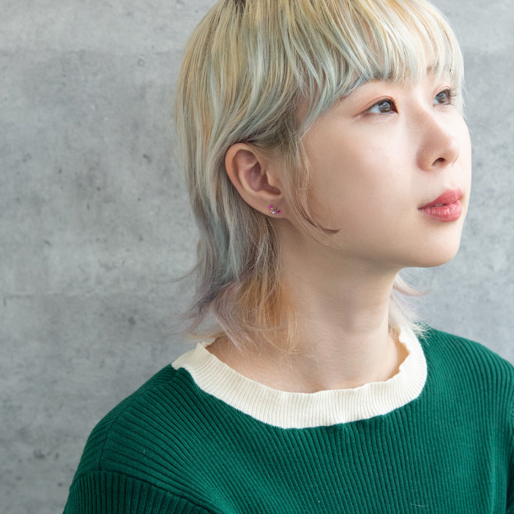 ボディピアス スリー ストーン ストレートバーベル ネジ式 サージカルステンレス 14G 【1個販売】