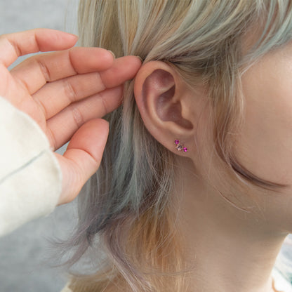 ボディピアス スリー ストーン ストレートバーベル ネジ式 サージカルステンレス 14G 【1個販売】