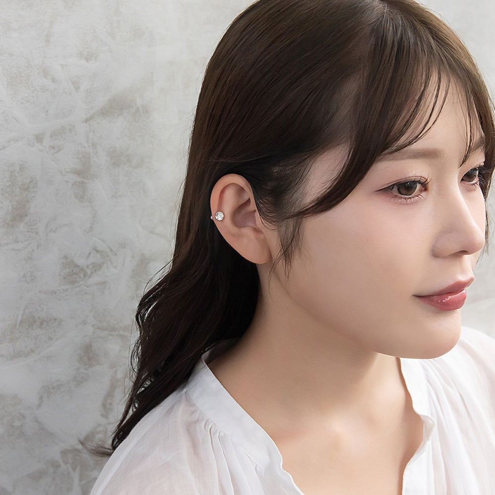 ボディピアス ステンレス 立爪 ガラス ストーン ストレートバーベル ネジ式 16G 【1個販売】