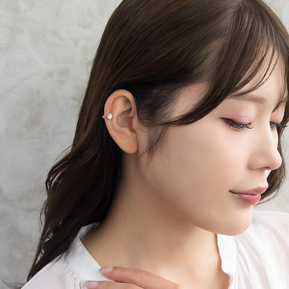 ボディピアス ステンレス 立爪 ガラス ストーン ストレートバーベル ネジ式 16G 【1個販売】