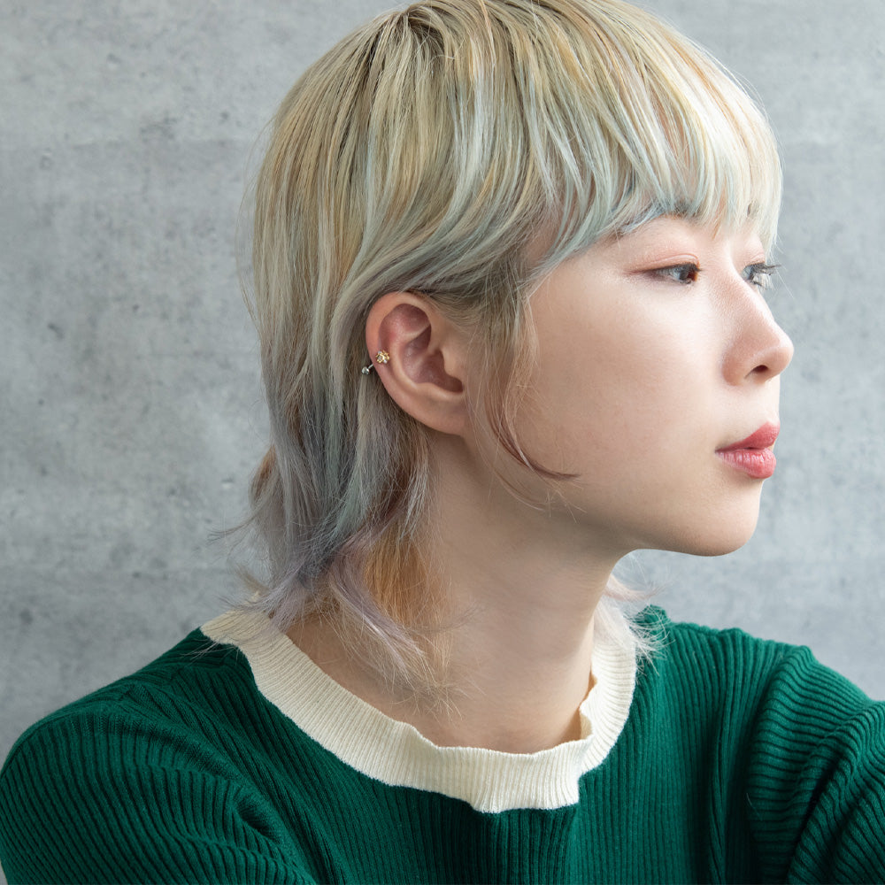 ボディピアス スター キュービックジルコニア ストレートバーベル ネジ式 サージカルステンレス 16G 【1個販売】