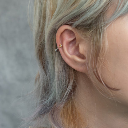 ボディピアス ストーン トライアングル ストレートバーベル ネジ式 サージカルステンレス 16G 【1個販売】