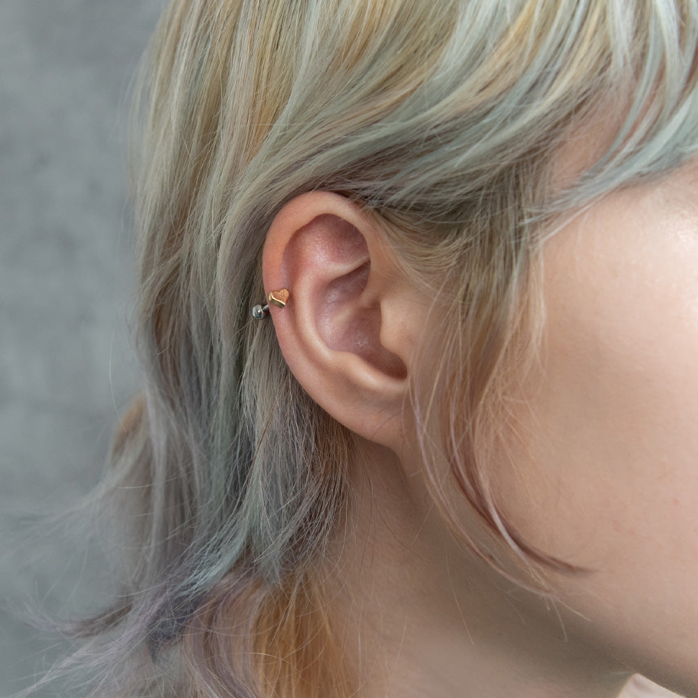 ボディピアス ハート ストレートバーベル ネジ式 サージカルステンレス 16G 【1個販売】