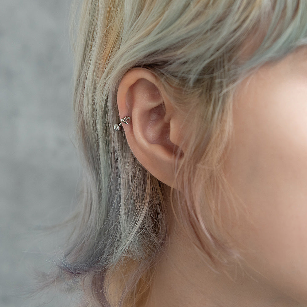 ボディピアス オープンハート ストレートバーベル ネジ式 サージカルステンレス 16G 【1個販売】