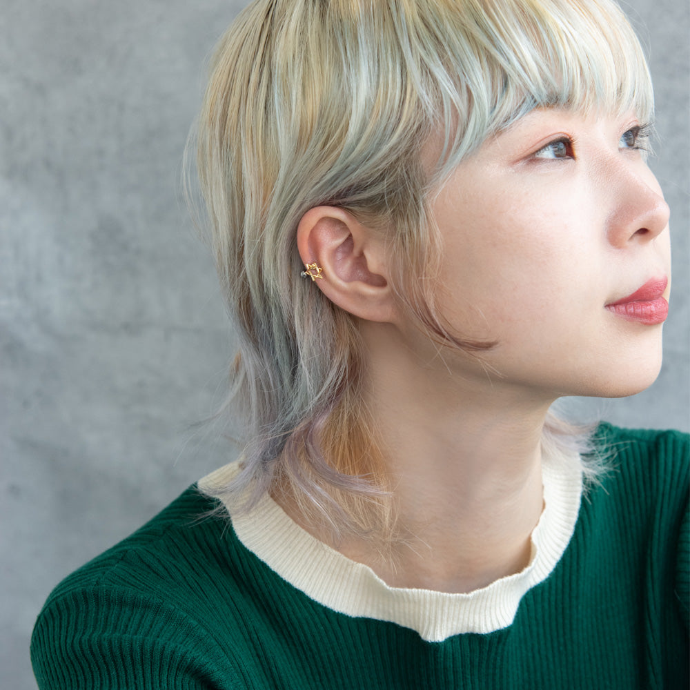 ボディピアス 六芒星 ストレートバーベル ネジ式 サージカルステンレス 16G 【1個販売】