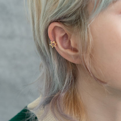 ボディピアス 六芒星 ストレートバーベル ネジ式 サージカルステンレス 16G 【1個販売】