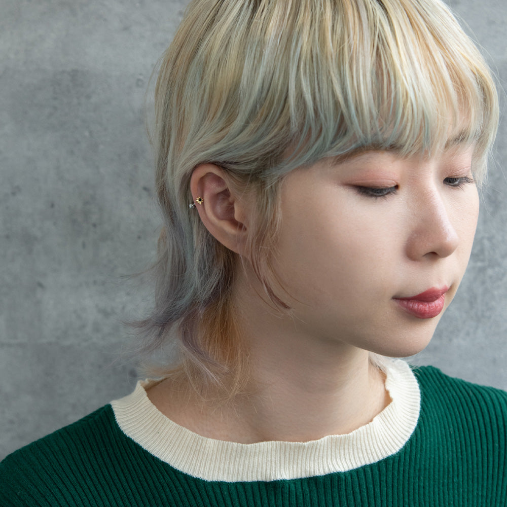 ボディピアス スター ストーン ストレートバーベル ネジ式 サージカルステンレス 16G 【1個販売】