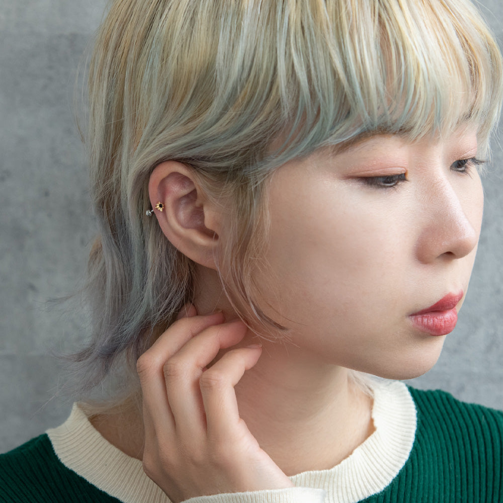 ボディピアス スター ストーン ストレートバーベル ネジ式 サージカルステンレス 16G 【1個販売】