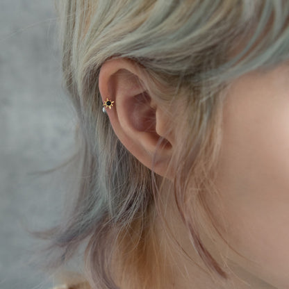 ボディピアス スター ストーン ストレートバーベル ネジ式 サージカルステンレス 16G 【1個販売】