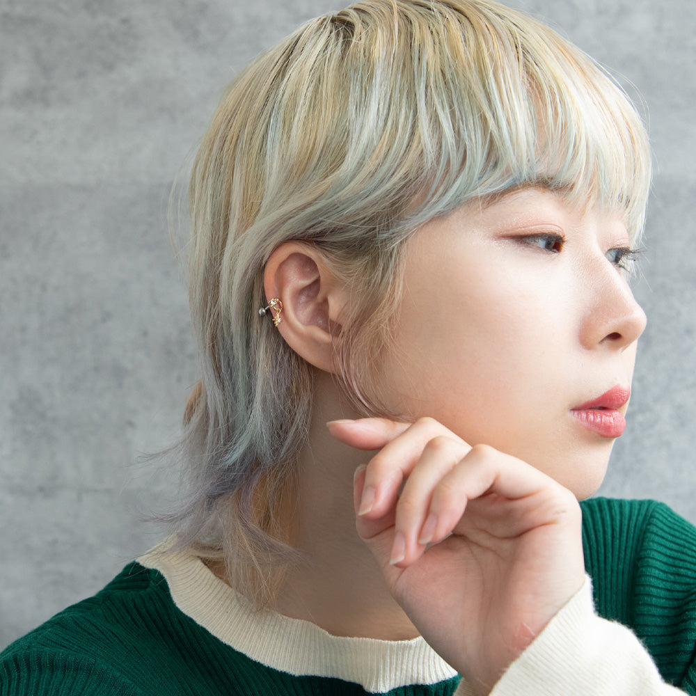 ボディピアス スター キュービックジルコニア ストレートバーベル ネジ式 サージカルステンレス 16G 【1個販売】