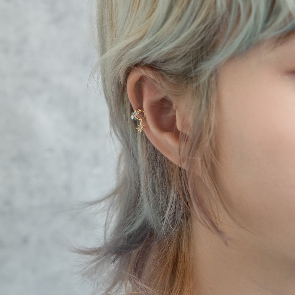 ボディピアス スター キュービックジルコニア ストレートバーベル ネジ式 サージカルステンレス 16G 【1個販売】