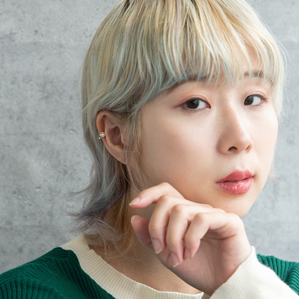 ボディピアス ステンレス フレーム ストーン ストレートバーベル ネジ式 16G 【1個販売】