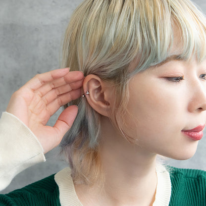 ボディピアス トライアングル キュービックジルコニア ストレートバーベル ネジ式 サージカルステンレス 18G 【1個販売】