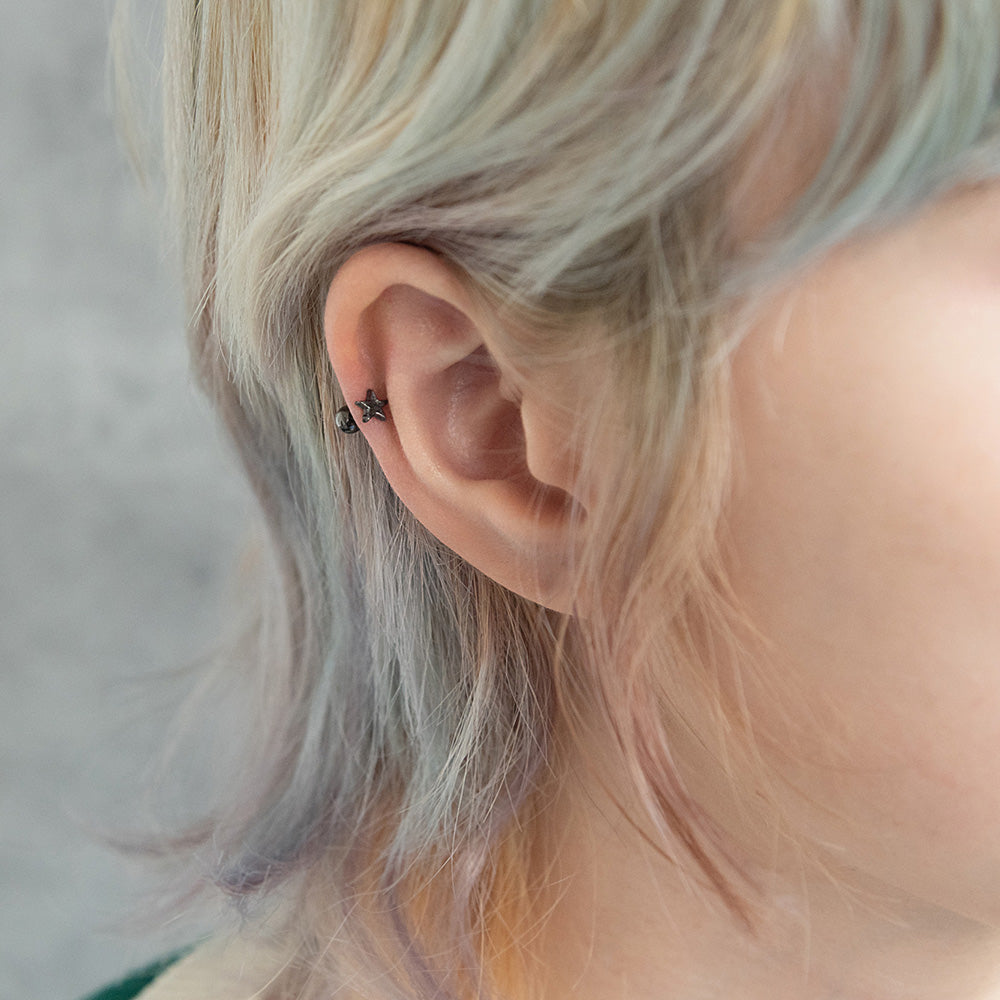 ボディピアス 星 スター ストレートバーベル ネジ式 サージカルステンレス 18G 【1個販売】