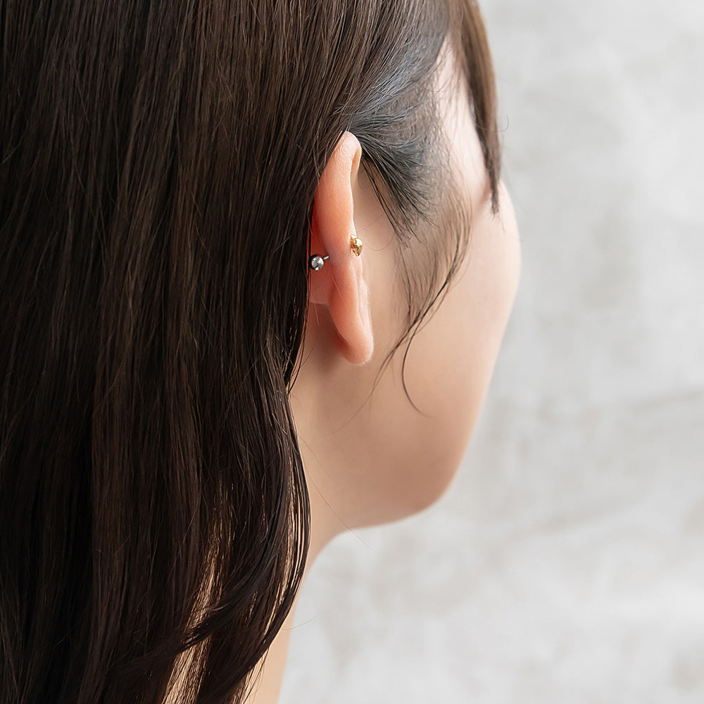 ボディピアス ぷっくり ハート ストレートバーベル ネジ式 サージカルステンレス 18G 【1個販売】