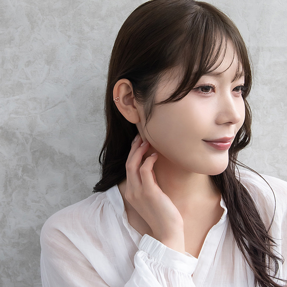 ボディピアス オープンハート ストレートバーベル ネジ式 サージカルステンレス 18G 【1個販売】