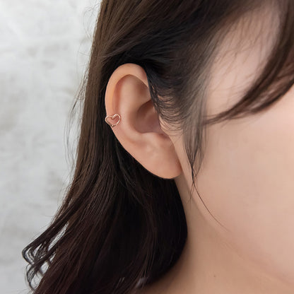 ボディピアス オープンハート ストレートバーベル ネジ式 サージカルステンレス 18G 【1個販売】