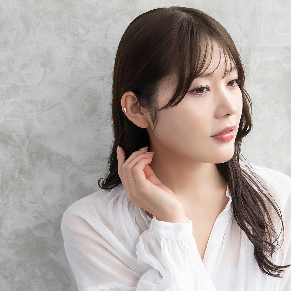 ボディピアス 十字架 クロス ストレートバーベル ネジ式 サージカルステンレス 18G 【1個販売】