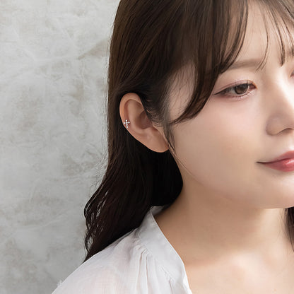 ボディピアス 十字架 クロス ストーン ストレートバーベル 両ネジ式 サージカルステンレス 18G 【1個販売】