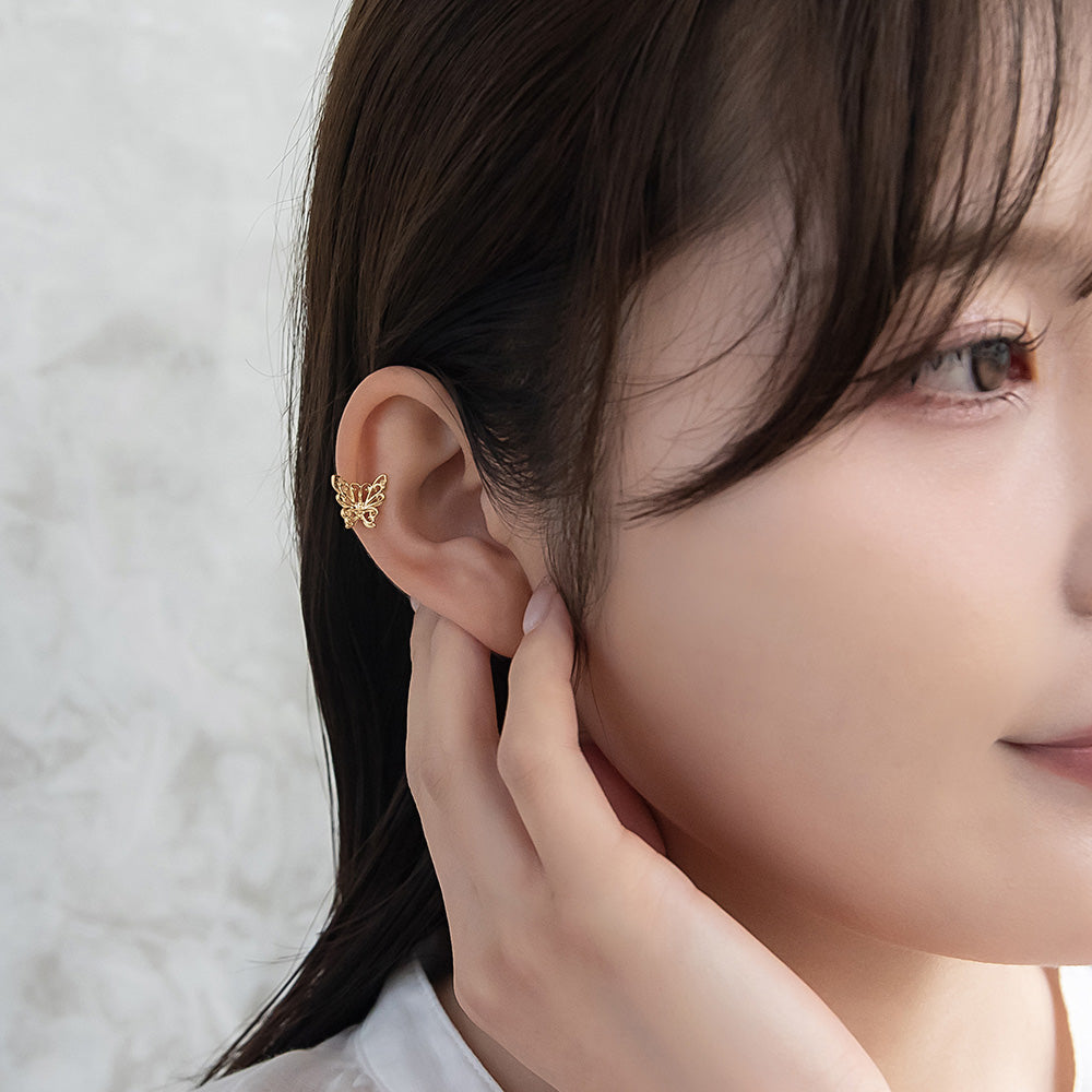 ボディピアス 蝶 バタフライ ストレートバーベル ネジ式 サージカルステンレス 18G 【1個販売】