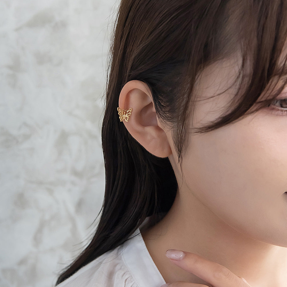 ボディピアス 蝶 バタフライ ストレートバーベル ネジ式 サージカルステンレス 18G 【1個販売】