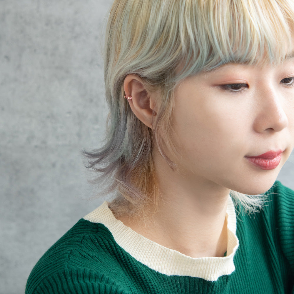 ボディピアス サージカルステンレス 316L カットガラス ネジ式 ラブレットスタッド 18G 【1個販売】