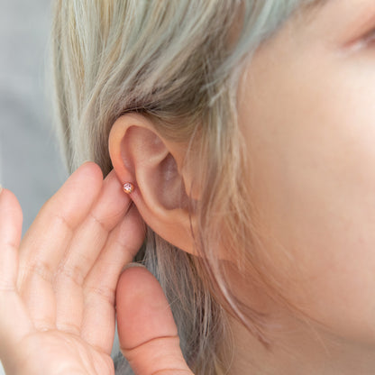 ボディピアス サージカルステンレス 316L カットガラス ネジ式 ラブレットスタッド 18G 【1個販売】