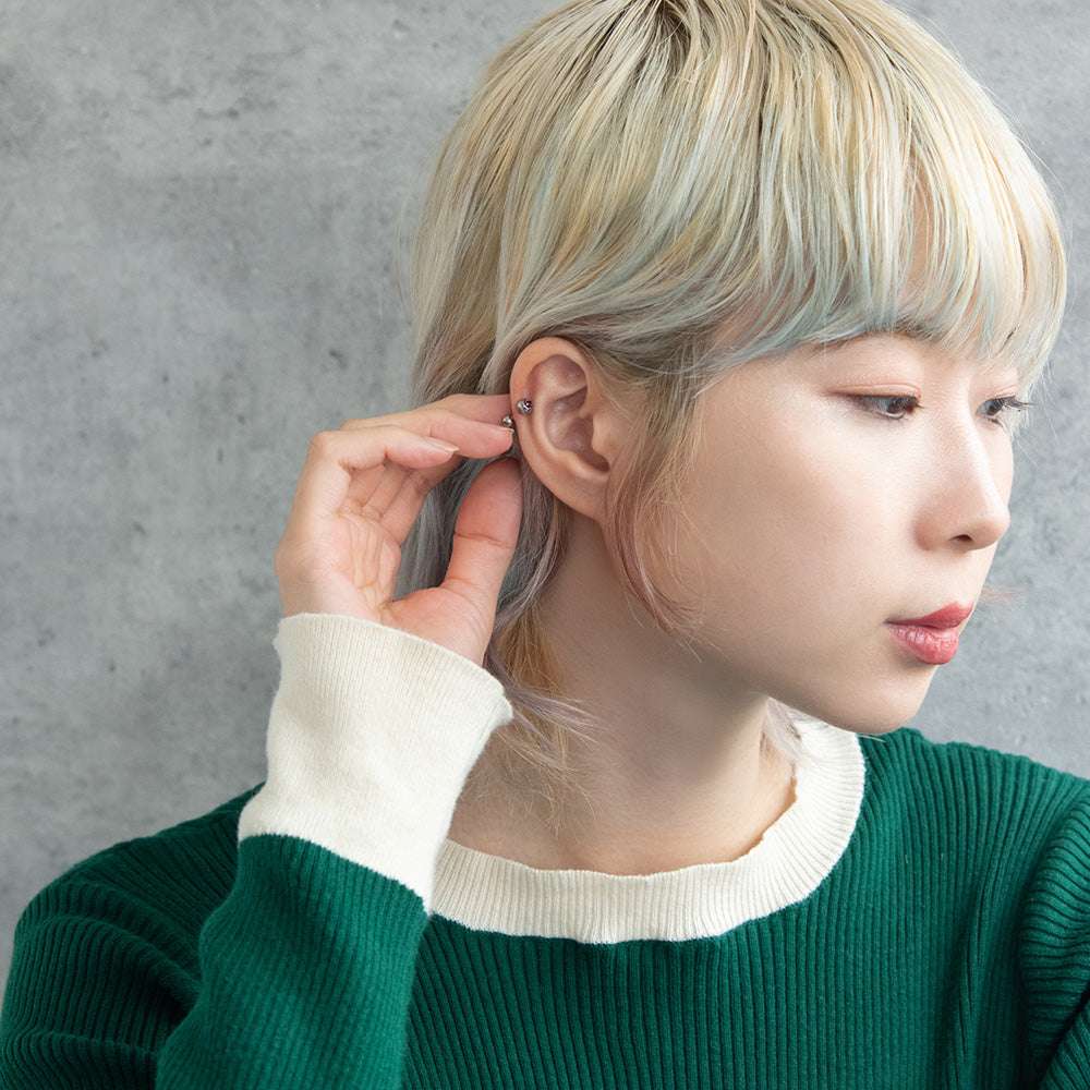 ボディピアス ガラス ストーン ストレートバーベル ネジ式 サージカルステンレス 18G 【1個販売】