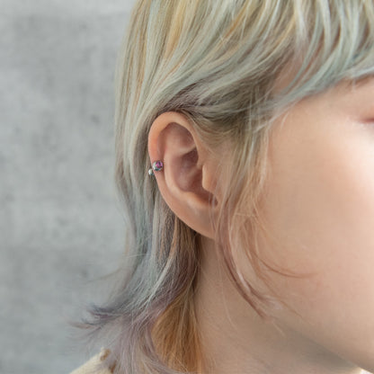 ボディピアス ガラス ストーン ストレートバーベル ネジ式 サージカルステンレス 18G 【1個販売】