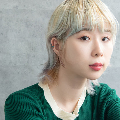 ボディピアス ガラス ストーン テクスチャー フレーム ストレートバーベル ネジ式 サージカルステンレス 18G 【1個販売】