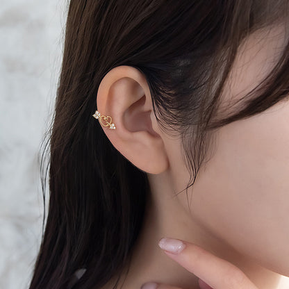 ボディピアス ハート アロー キュービックジルコニア ストレートバーベル ネジ式 サージカルステンレス 16G 【1個販売】