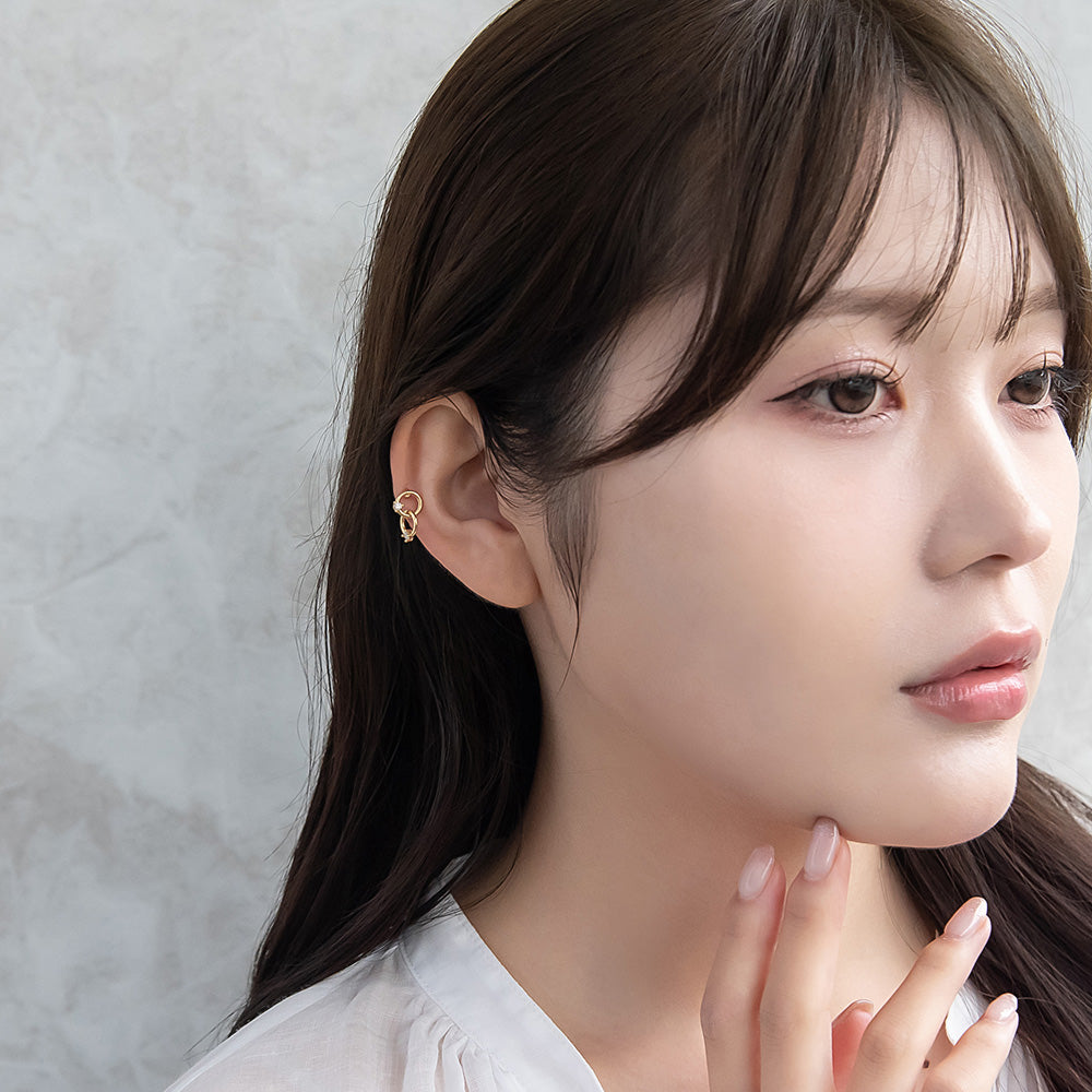 ボディピアス ダブル サークル キュービックジルコニア ストレート