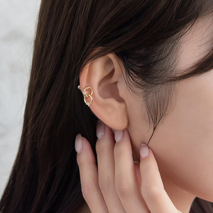 ボディピアス ダブル サークル キュービックジルコニア ストレートバーベル ネジ式 サージカルステンレス 16G 【1個販売】