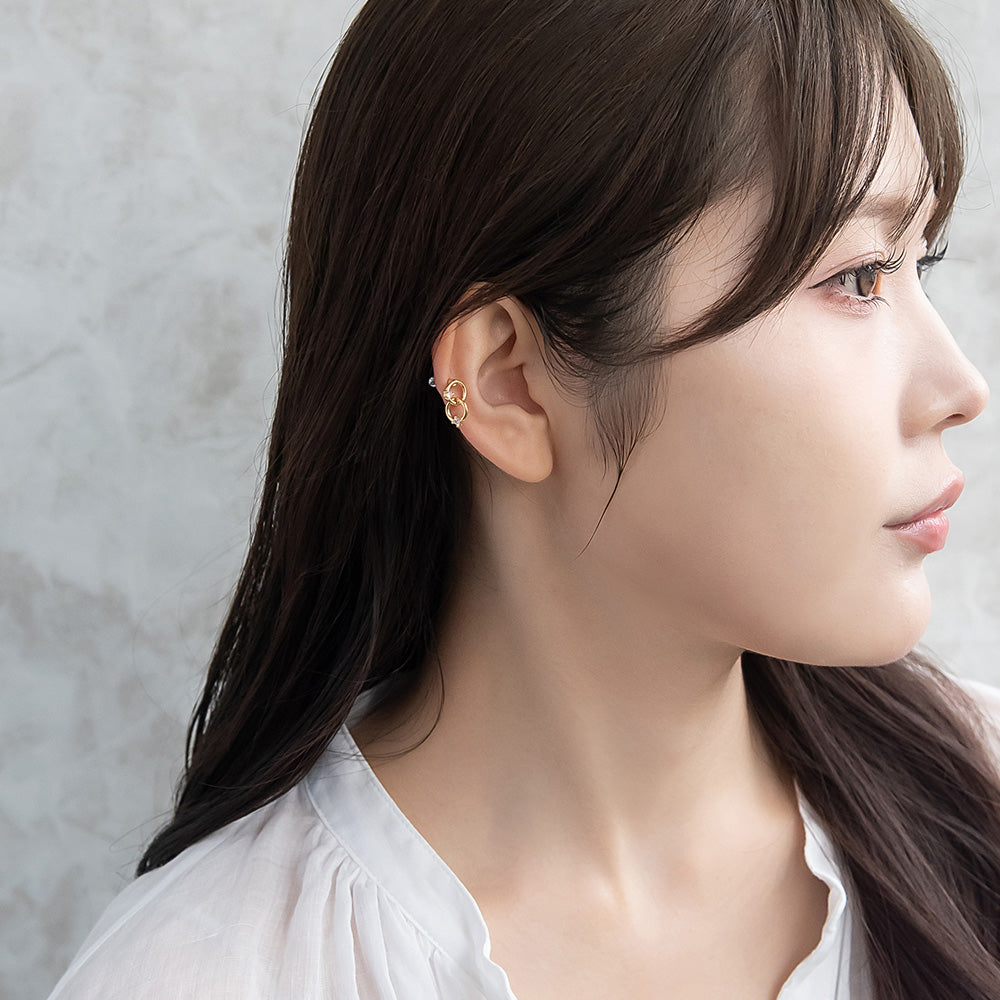 ボディピアス ダブル サークル キュービックジルコニア ストレートバーベル ネジ式 サージカルステンレス 16G 【1個販売】