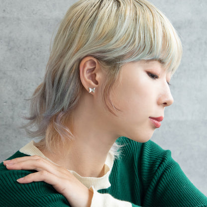 ボディピアス 蝶 バタフライ キュービックジルコニア ストレートバーベル ネジ式 サージカルステンレス 14G 【1個販売】