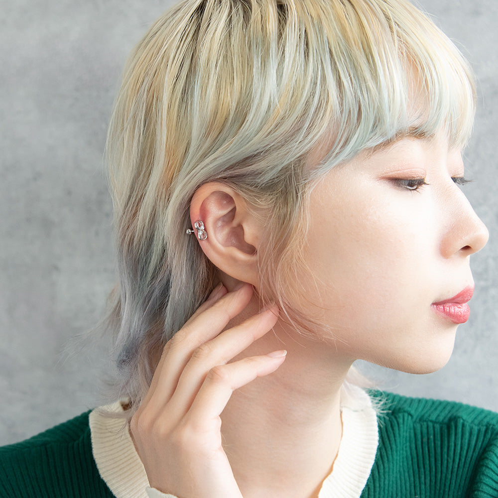 ボディピアス キュービックジルコニア ∞ メビウスリング ストレートバーベル ネジ式 サージカルステンレス 16G 【1個販売】