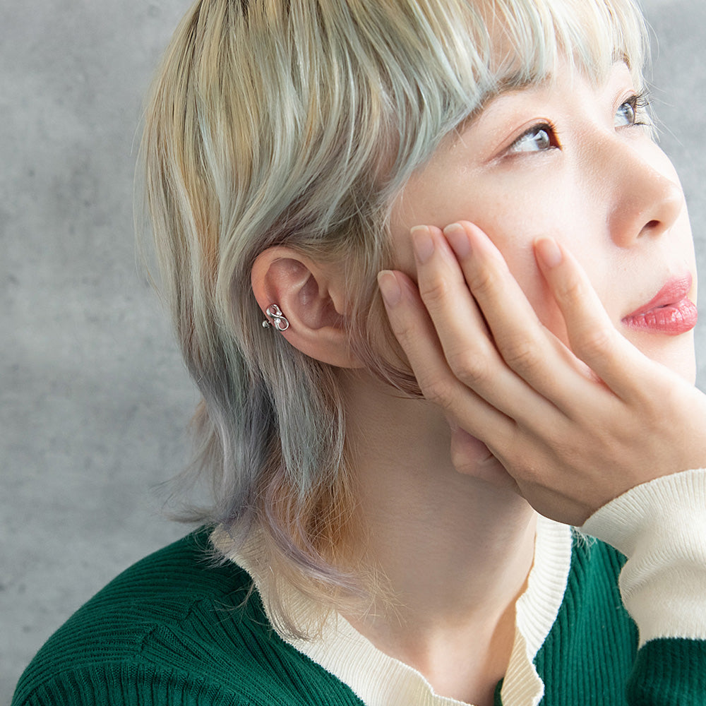 ボディピアス キュービックジルコニア ∞ メビウスリング ストレートバーベル ネジ式 サージカルステンレス 16G 【1個販売】