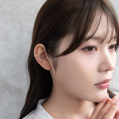 ボディピアス キュービックジルコニア 花 フラワー ストレートバーベル ネジ式 サージカルステンレス 16G 【1個販売】