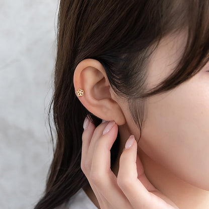 ボディピアス キュービックジルコニア 花 フラワー ストレートバーベル ネジ式 サージカルステンレス 16G 【1個販売】