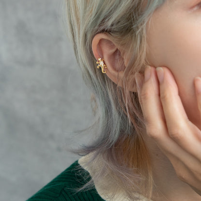 ボディピアス トカゲ リザード キュービックジルコニア ストレートバーベル ネジ式 サージカルステンレス 16G 【1個販売】