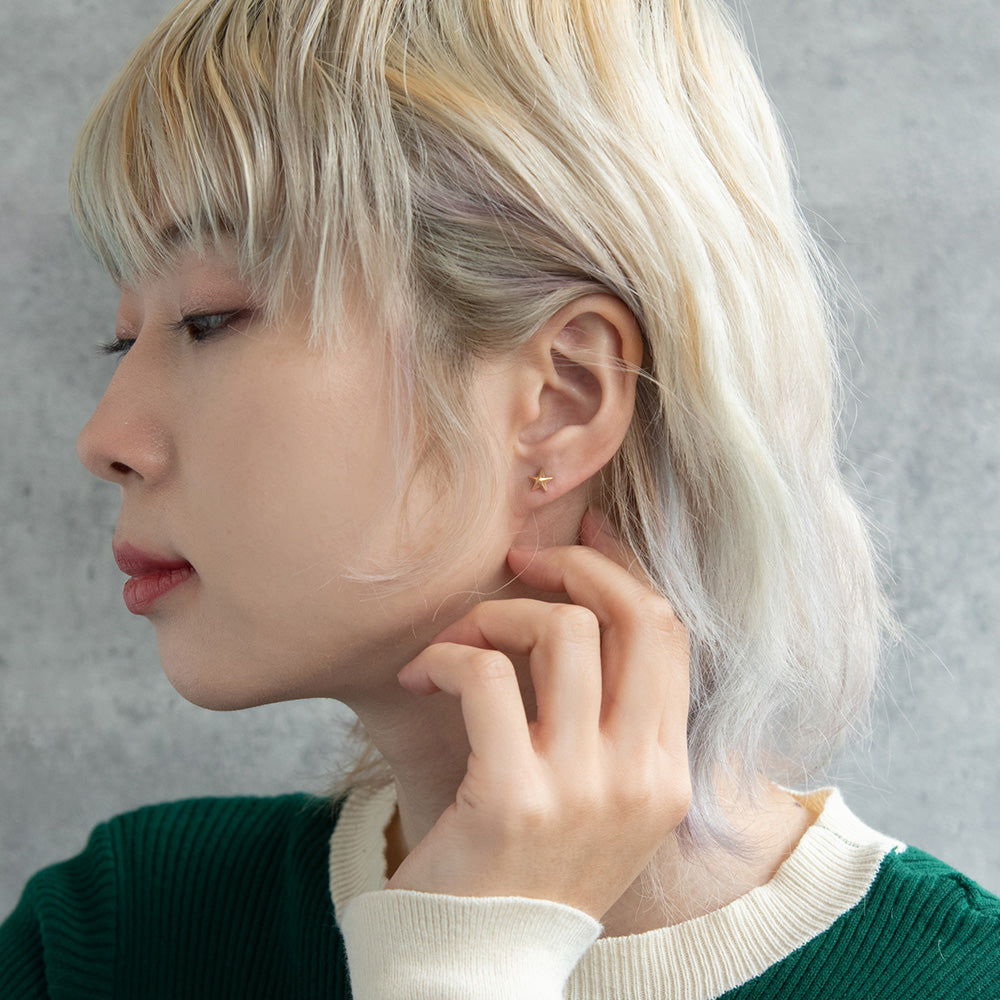 ボディピアス 星 スター スタッズ ストレートバーベル ネジ式 サージカルステンレス 14G 【1個販売】