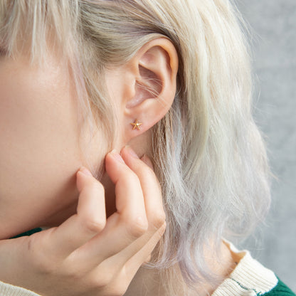 ボディピアス 星 スター スタッズ ストレートバーベル ネジ式 サージカルステンレス 14G 【1個販売】