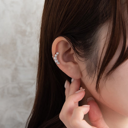 ボディピアス キュービックジルコニア ライン カーブ ストレートバーベル ネジ式 サージカルステンレス 18G 【1個販売】