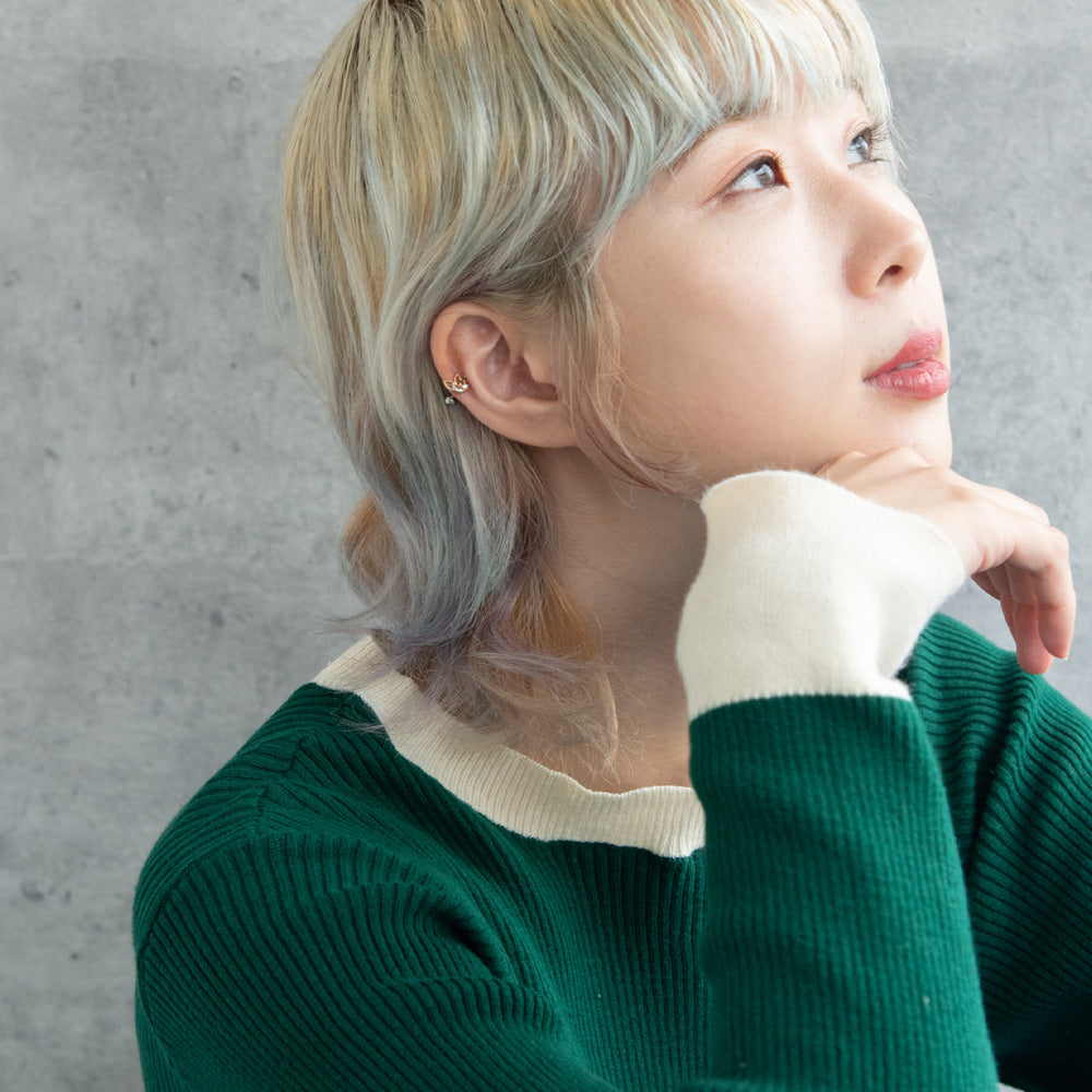 ボディピアス キュービックジルコニア ミニビジュー ストレートバーベル ネジ式 サージカルステンレス 16G 【1個販売】