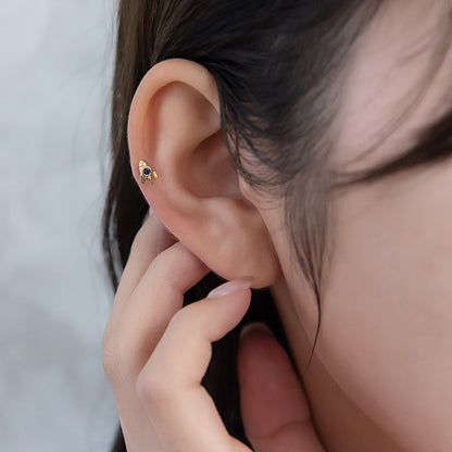 ボディピアス 宇宙船 キュービックジルコニア ストレートバーベル ネジ式 サージカルステンレス 18G 【1個販売】