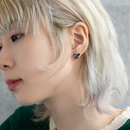 ボディピアス 蝶 バタフライ ストーン ストレートバーベル ネジ式 サージカルステンレス 14G 【1個販売】