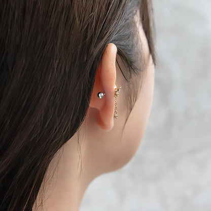 ボディピアス バタフライ キュービックジルコニア ストレートバーベル ネジ式 サージカルステンレス 18G 【1個販売】