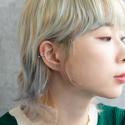 ボディピアス フラワー ストーン ストレートバーベル ネジ式 サージカルステンレス 18G 【1個販売】